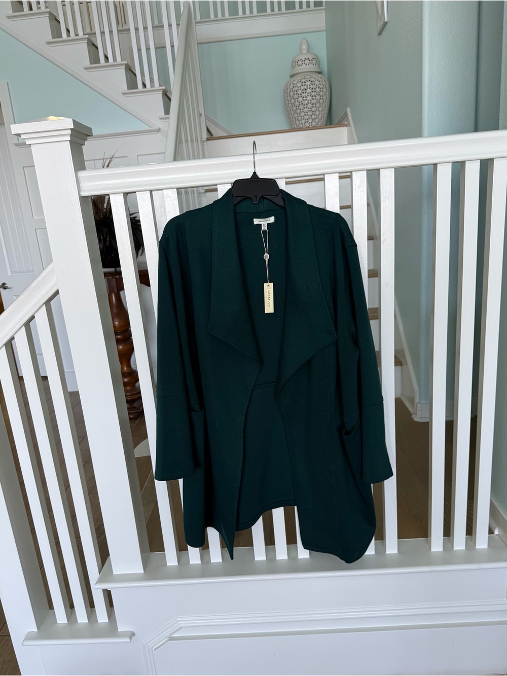 Max Studio Deep Teal Draped Open-Front Blazer